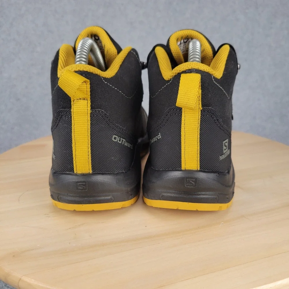 Salomon Outward CSWP Hiking Boots Kids 4 Gray Black Yellow Waterproof